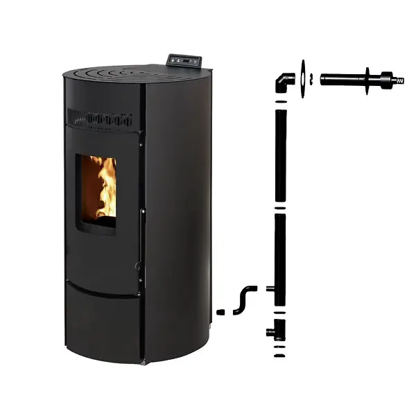 Pack Poêle à granules LEANDRO 9 Etanche + Kit Conduit Ventouse (sortie façade) - INTERSTOVES Expédition Rapide