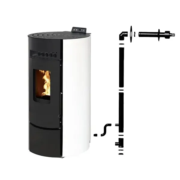 Produit De Marque Pack Poêle à granules LEANDRO 9 Etanche + Kit Conduit Ventouse (sortie façade) - INTERSTOVES