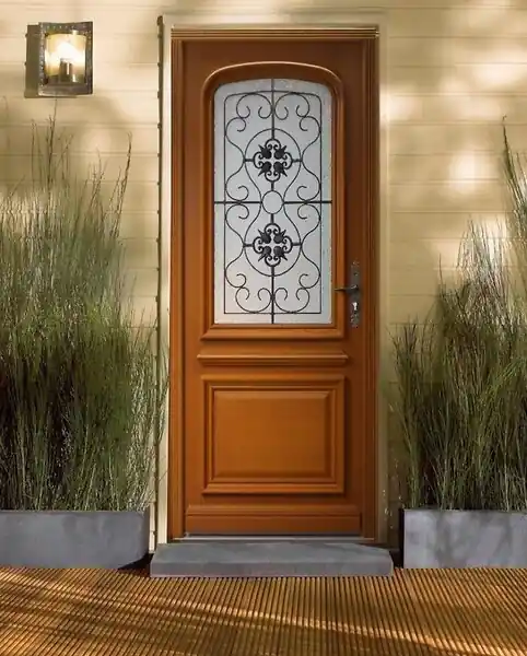 Porte d‘entrée Bois Vitrée Adele, H215 x L90 cm Côte Tableau p. Gauche GD MENUISERIES Commande En Gros