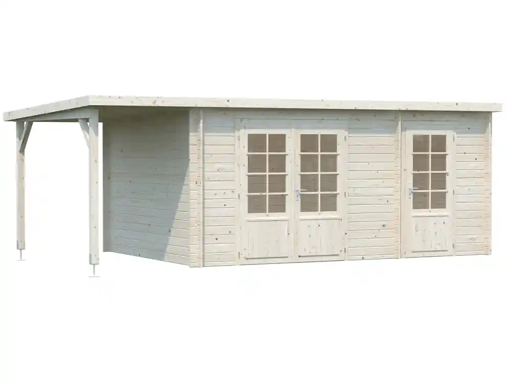 Prix Promo Abri de jardin en bois avec pergola 3,9m² Ella - 20,9 m² hors-tout - Livraison à domicile incluse - PALMAKO
