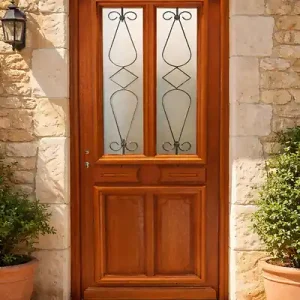 Porte d‘entrée Bois Vitrée Baya, H215 x L80 cm Côte Tableau p.Droit GD MENUISERIES Acheter Direct