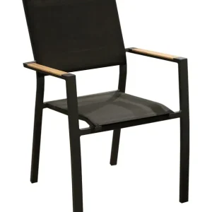 Fauteuil de jardin GAMES aluminium détails effet bois noir - PROLOISIRS Offre Limitée