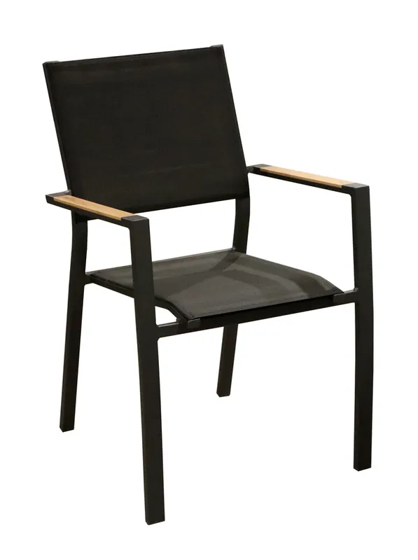 Fauteuil de jardin GAMES aluminium détails effet bois noir - PROLOISIRS Offre Limitée