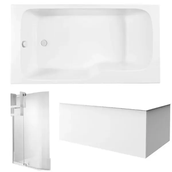 Quantité Limitée Pack baignoire bain douche 170 x 90 Malice version gauche + tablier en angle + pare bain + étagère pour pare bain JACOB DELAFON