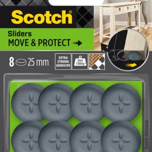 Glisseurs alvéolés adhésifs 25 mm gris par 8 SCOTCH Top Vente