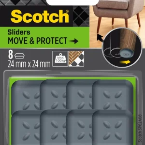 Glisseurs alvéolés adhésifs 24 x 24 mm gris par 8 SCOTCH Meilleur Prix