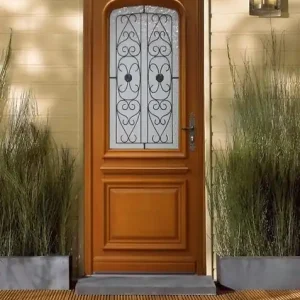 Porte d‘entrée Bois Vitrée Adele 2, H215 x L90 cm Côte Tableau p. Gauche (Poignee, Barillet ref 010403RFP) GD MENUISERIES Promotion Saisonnière