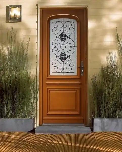 Porte d‘entrée Bois Vitrée Adele, H215 x L90 cm Côte Tableau p. Gauche (Poignee, Barillet ref 010403RFP) GD MENUISERIES Livraison Express