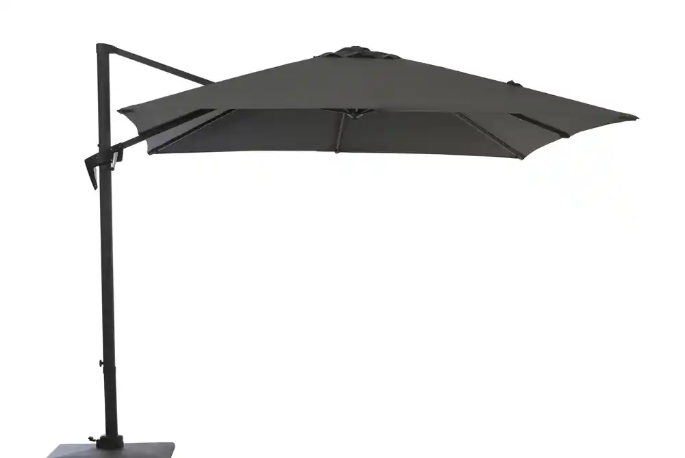 Acheter Direct Parasol gris déporté 3x3m Roma avec pied et housse PROLOISIRS
