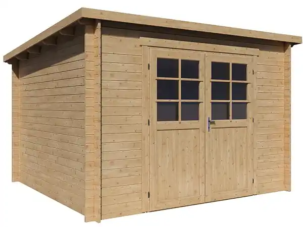 Solde Abri de jardin en bois monopente "Rowan" - 9,5 m² - 28 mm - Beige HABITAT ET JARDIN