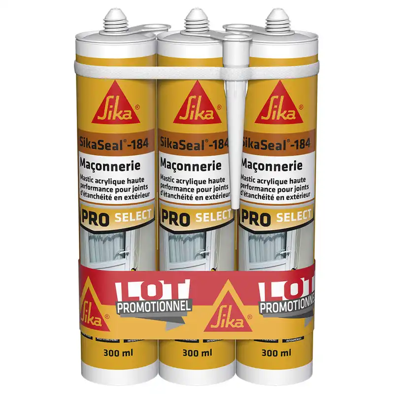 Mastic Acrylique SikaSeal 184 Blanc 300 ml par 3 SIKA Livraison Express