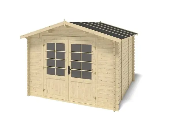 Achetez Aujourd'hui Abri de jardin en bois - 9m2 - 3x3m - Ep. 28mm - Couleur naturel - DOM664 ALTANKA