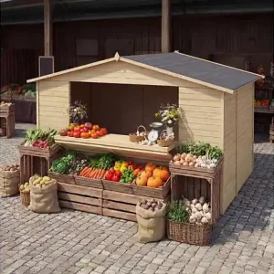 Kiosque/ stand de marché/ de vente 9.42 m2 - 3.11x3.03 m - 19 mm - DOM607 ALTANKA Expédition Rapide