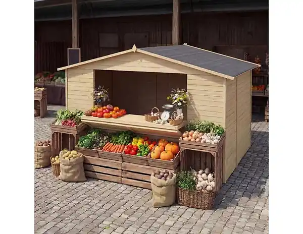 Kiosque/ stand de marché/ de vente 9.42 m2 - 3.11x3.03 m - 19 mm - DOM607 ALTANKA Expédition Rapide