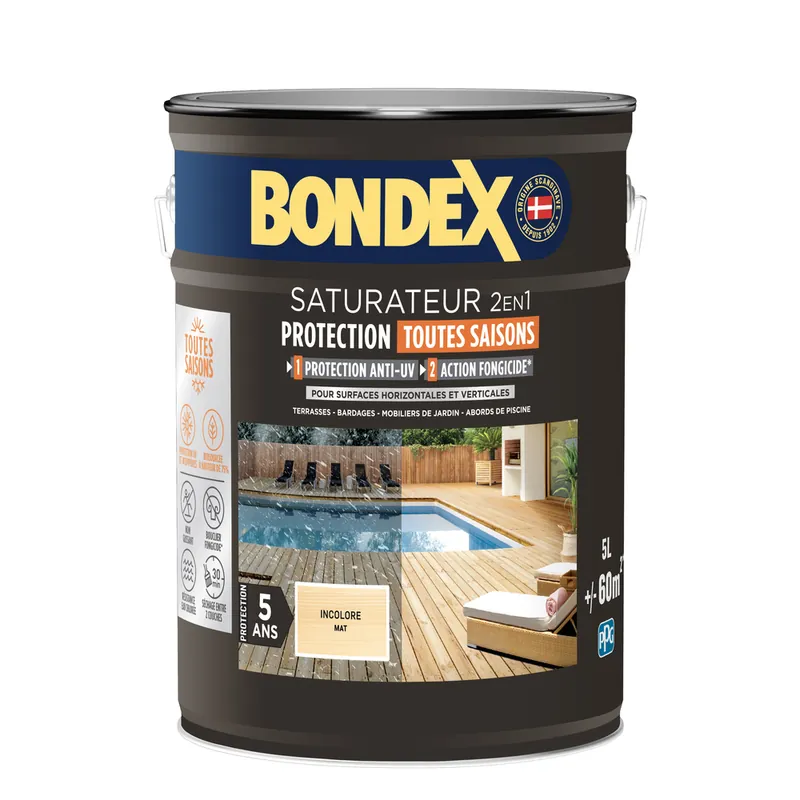 Saturateur 2 en 1 protection 5 ans incolore mat 5L BONDEX Réduction