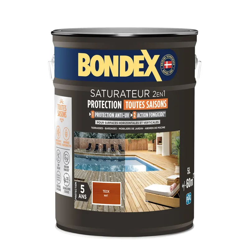 Commander Vite Saturateur 2 en 1 protection 5 ans Teck mat 5L BONDEX