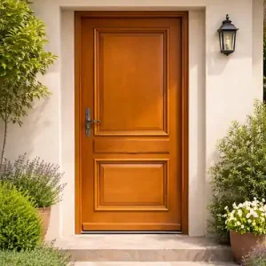Porte d‘entrée Bois Pleine Safran, H215 x L90 cm Côte Tableau p.Droit, (Poignée, Barillet ref 010723NO) GD MENUISERIES Super Prix
