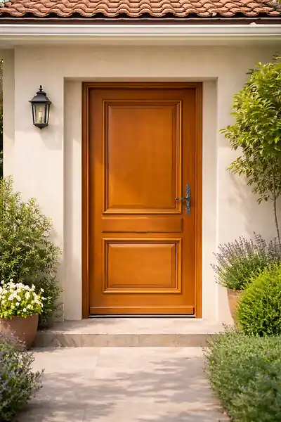 Populaire Porte d‘entrée Bois Pleine Safran, H215 x L90 cm Côte Tableau p. Gauche (Poignée, Barillet ref N158RPL -IN158RCI) GD MENUISERIES