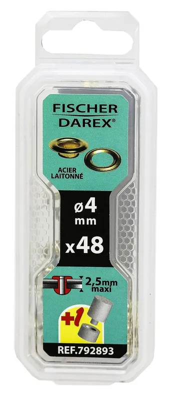 OEillets 4mmx 48 pièces acier laitonné outils de pose Authentique