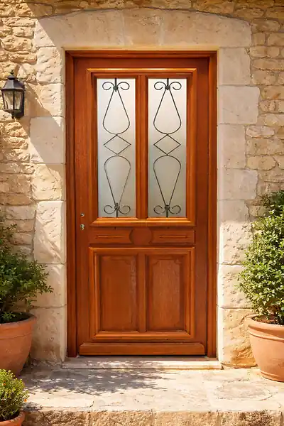 Porte d‘entrée Bois Vitrée Baya, H200 x L90 cm Côte Tableau p.Droit, (Poignee, Barillet ref IN158RPL2 - IN303NEW) GD MENUISERIES Acheter En Ligne