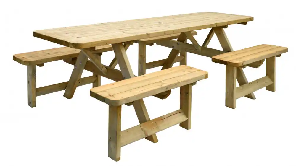 Table de pique nique Family en bois 240x155x78 cm OLG Satisfait Ou Remboursé