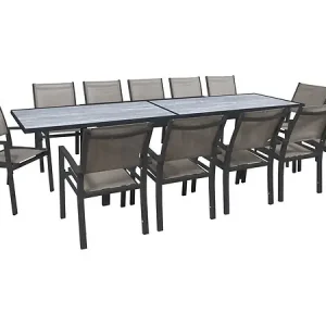 Salon de jardin repas extensible "Lagos" - 200/320 cm - Taupe - 12 places HABITAT ET JARDIN Remise