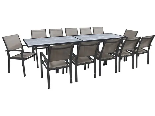Salon de jardin repas extensible "Lagos" - 200/320 cm - Taupe - 12 places HABITAT ET JARDIN Remise