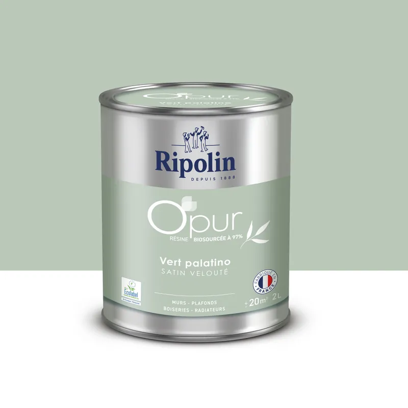 Haute Qualité Peinture O‘PUR Satin VERT PALATINO 2L -RIPOLIN