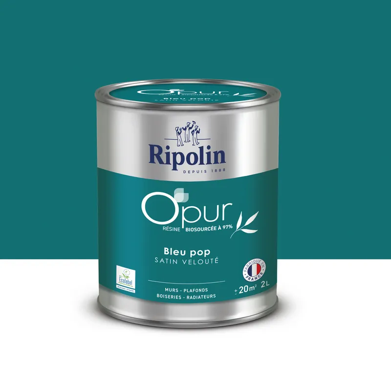 Seulement Aujourd'hui Peinture O‘PUR Satin BLEU POP 2L - RIPOLIN