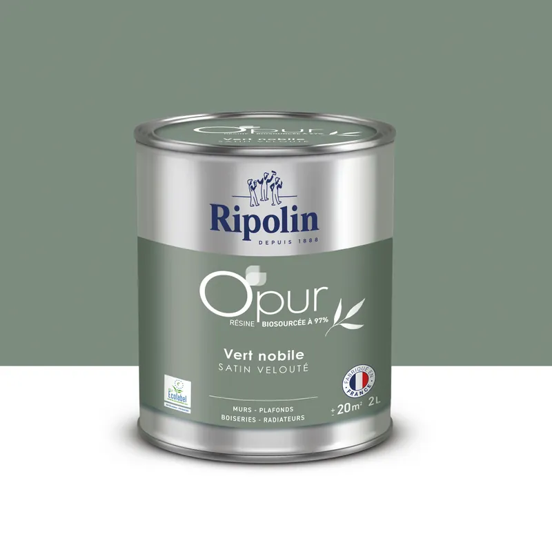 Réduction Peinture O‘PUR Satin VERT NOBILE 2L - RIPOLIN