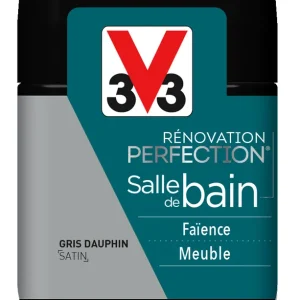 Peinture de rénovation pour salle de bains finition satinée gris dauphin 75 ml V33 Promotion