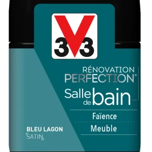 Peinture de rénovation pour salle de bains finition satinée bleu lagon 75 ml V33 Authentique