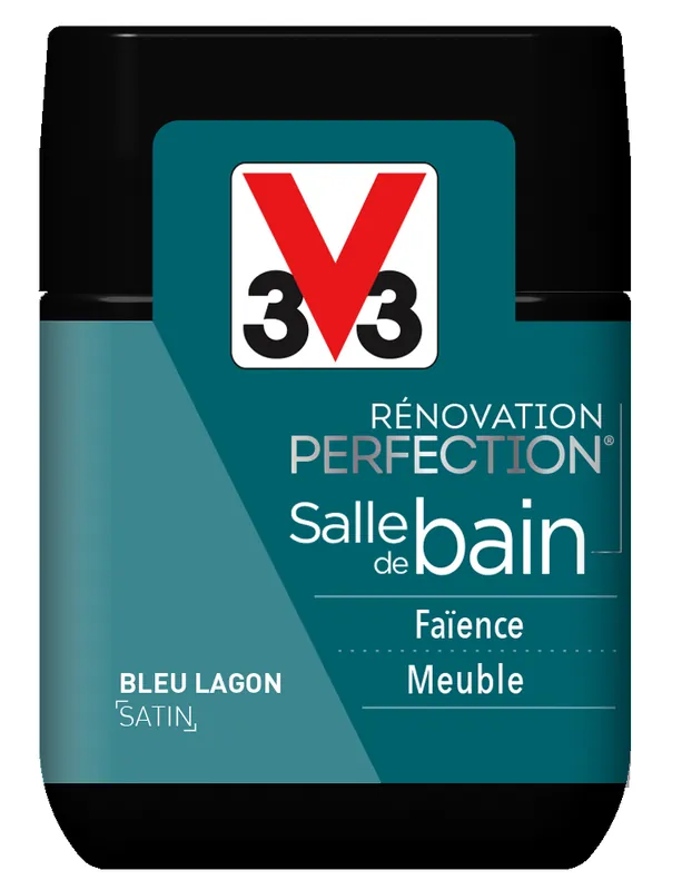 Peinture de rénovation pour salle de bains finition satinée bleu lagon 75 ml V33 Authentique