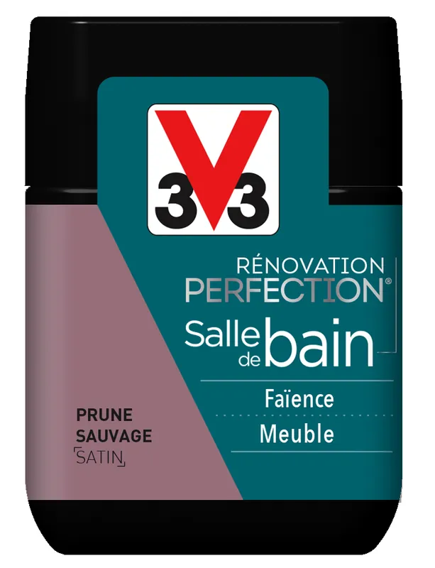 Produit De Marque Peinture de rénovation pour salle de bains finition satinée prune sauvage 75 ml V33