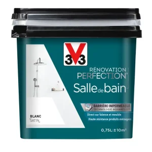 Vente Flash Peinture de rénovation pour salle de bain blanc finition satinée 0,75L - V33