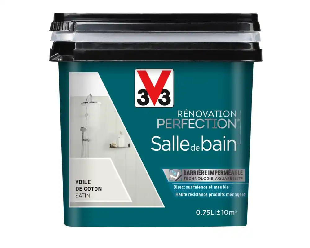 Peinture de rénovation pour salle de bain voile de coton finition satinée 0,75L - V33 Certifié