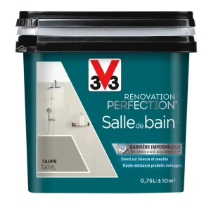 Peinture de rénovation pour salle de bain taupe finition satinée 0,75L - V33 Prix Réduit