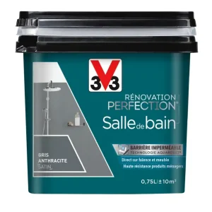 Meilleur Prix Peinture de rénovation pour salle de bain gris anthracite finition satinée 0,75L - V33