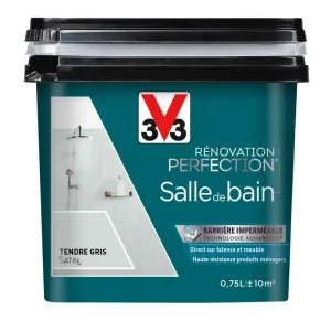 Satisfait Ou Remboursé Peinture de rénovation pour salle de bain tendre gris finition satinée 0,75L - V33