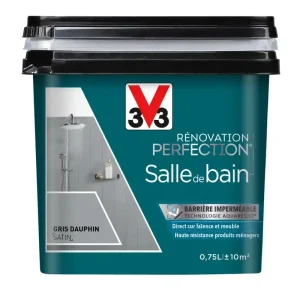 Peinture de rénovation pour salle de bain gris dauphin finition satinée 0,75L - V33 Quantité Limitée