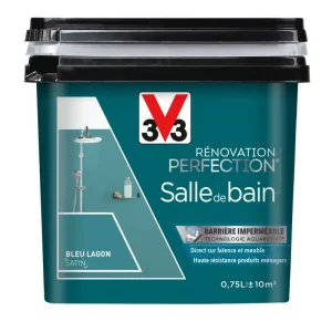 Petit Prix Peinture de rénovation pour salle de bain bleu lagon finition satinée 0,75L - V33