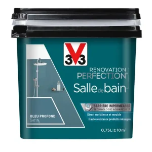 Peinture de rénovation pour salle de bain bleu profond finition satinée 0,75L - V33 Prix Promo