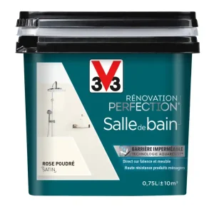 Nouvel Arrivage Peinture de rénovation pour salle de bain rose poudré finition satinée 0,75L - V33