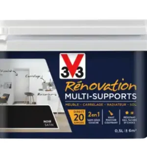 Peinture de rénovation multisupports finition satinée noir 500 ml V33 Meilleure Vente