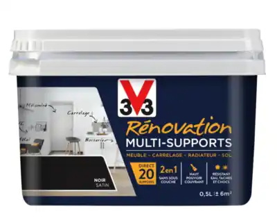 Peinture de rénovation multisupports finition satinée noir 500 ml V33 Meilleure Vente