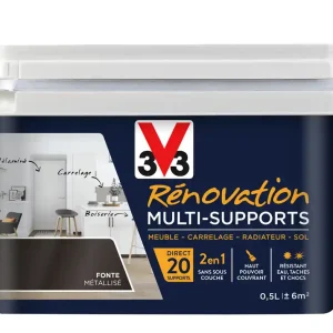 Offre Du Jour Peinture de rénovation multisupports finition satinée fonte métallisé 500 ml V33