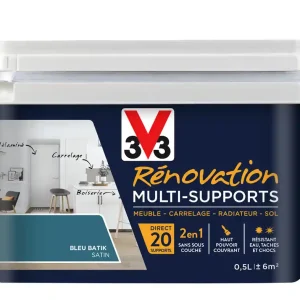 Prix Cassé Peinture de rénovation multisupports finition satinée bleu batik 500 ml V33