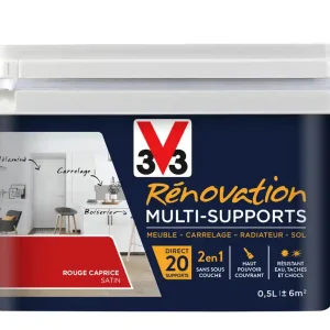 Offre Limitée Peinture de rénovation multisupports finition satinée rouge caprice 500 ml V33