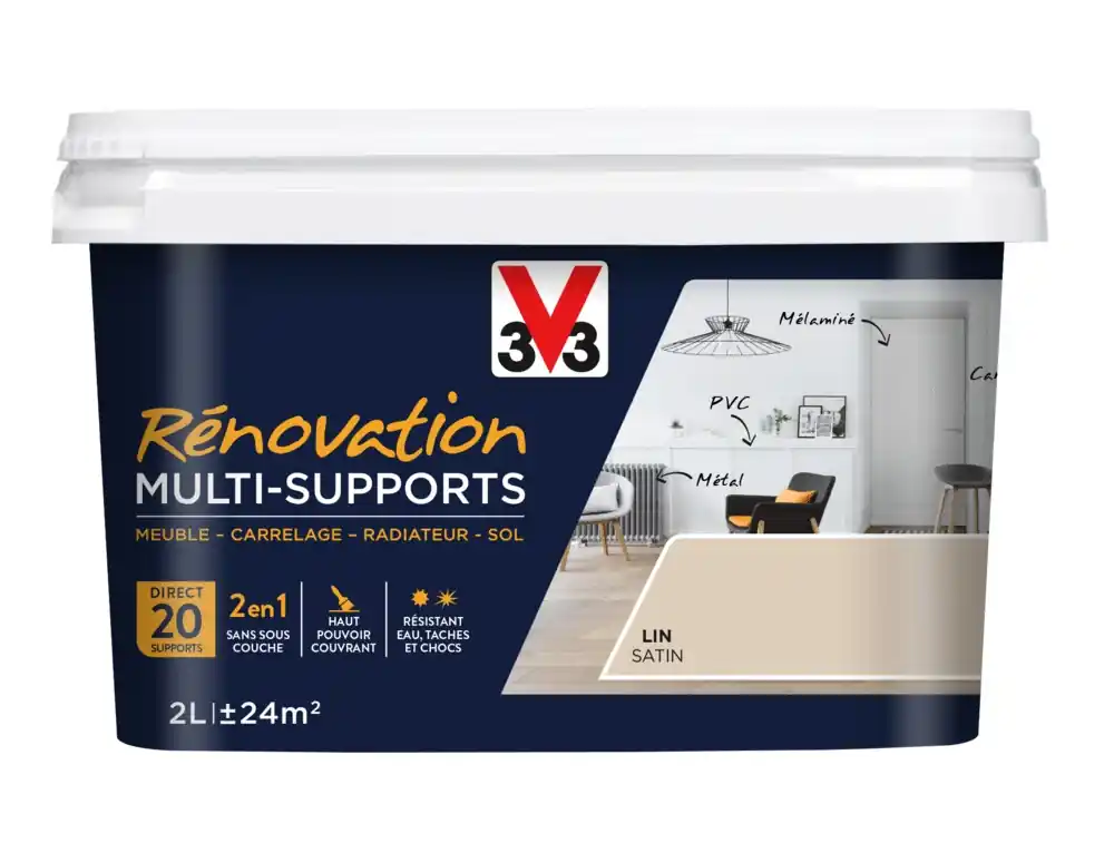Achetez Aujourd'hui Peinture de rénovation multisupports finition satinée lin 2 l V33