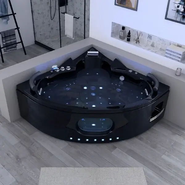Solde Baignoire balnéo Noire Corleone 48 jets Whirlpool DISTRIBAIN